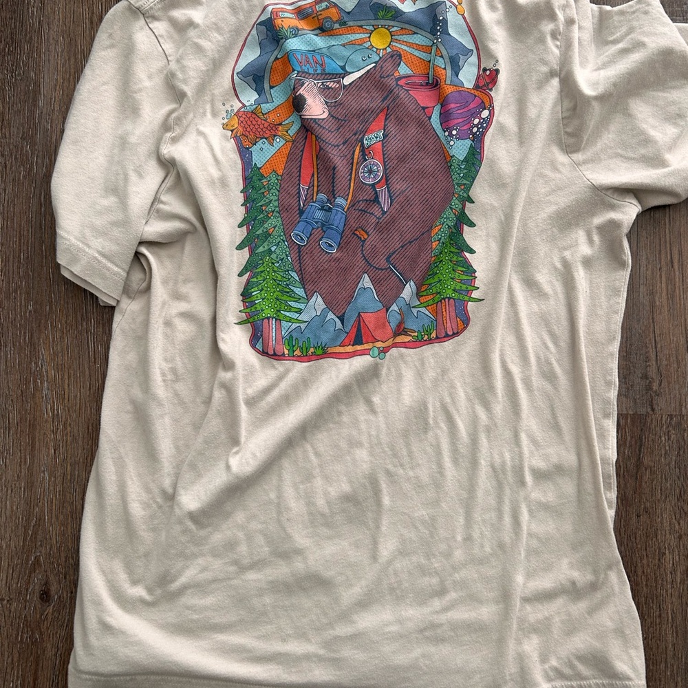 VanLife Cream Tee with Colorful Bear Graphic